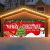 Juldekorationer 185x400cm julgarageportbanner Santa Claus Garage Door Christ Chuld Decoration Xmas Navidad 2024 År 231027