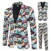 Men's Tracksuits Three-piece Set Fashion Casual Printed Coat Vest Pants Suit Formal Work Winter Windeproof