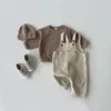 Pullover Autumn Winter Toddler Baby Boys Girls Solid Corduroy Suspander Romper Kids PlaySuit Jumpsuit kläder 231027