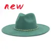 Wide Brim Hats Bucket Fedora hat Same Color Chain Big Rim Heart Top 95cm Hemline Fashion Hat Unisex Suede Jazz 231027