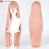 Catsuit Kostüme Kettensägenmann Makima Power Cosplay Orange/Rosa Hörner Hitzebeständiges Haar Halloween Anime Perücken + Perückenkappe