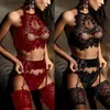 Conjunto Sexy S-3XL Lingerie Sexy Hot Erotic Intimates Conjuntos de Sutiã Calcinha G-string Set Sexy Lingerie Transparente Renda Sutiã Aberto Breves Conjuntos T231027