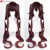 Catsuit Costumes Game Genshin Impact Hutao Cosplay 95cm التدرج المزدوج ذيل الحصان مقاوم للحرارة Halloween Hu Tao Anime Wigs + Wig Cap