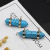 Pendanthalsband Natural Stone Gemstone Blue Turquoise Connector Handgjorda hantverk Halsband armband örhänge Tillbehör för kvinna 14x32mm