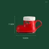 Mugs Creative Christmas Gifts Ceramic Stockings Snow Boots Boot Shape Cartoon Cup Socks With Lid Cups And