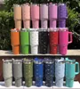 Designer 40oz Mugs Tumbler With Handle 19 Colors Old Flower Insulated Tumblers Lids Straw Stainless Steel Coffee Termos Cup With logo