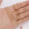 Pendentif Colliers 3pcs / Set Carton Étoile Signe du Zodiaque 12 Constellation Charme Collier En Or Bélier Cancer Lion Scorpion Bijoux Cadeaux Dr Ota8S