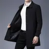 Mężczyźni mieszają męską kurtkę wiosenną 2023 Przyjazd Business swobodny czarny khaki długa najwyższa jakość pojedyncza piersi stały płaszcz L231026