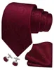 Laços Ricnais 8cm Conjunto de Gravata de Seda TieHandkerchiefCufflinks para Homens Negócios Gravata de Casamento Bolso Quadrado Abotoaduras de Três Peças
