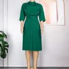 Casual klänningar 2023 Europeiska och amerikanska kvinnors mellanlängd kjol Afrika plus-storlek ol-pendlare fast färgklänning 458#