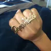 Anéis de casamento Noelia Personalizado Knuckles Nome Anel Personalizado Três Anéis de Dedo Personalizado Grande Placa de Identificação Anéis Moda Mulheres Homens Jóias 231026