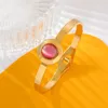 Bangle BCEFACL 316L Rostfritt stål Luxury Red Stone Armband för Women Girl Fashion Waterproof Wrist Jewelry Party Gifts Bijoux 231027