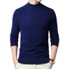 2022 Sweater Warm Men's Half Turtleneck Solid Color Pullover Fashion Thickening Middle-aged Long-sleeved Top