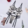 مجموعة مثيرة Ellolace Sensual Lingerie Seamless Bra 3 قطعة ملابس داخلية عارية بدون رقابة مجموعة من مجموعة حزام حزام الدانتيل المصرفي 231027