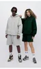 Partihandel tung bomullsblandning fleece tröja unisex blank vanlig hoodie träning tröjor tröja höst vinter pullover hoody aktiva kläder toppar shorts