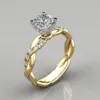 Fedi nuziali Anello in argento 925 Anello in oro rosa 18 carati con diamante quadrato Design semplice femminile Doppia pila Gioielli di moda Accessorio da sposa305z