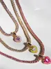 Colliers Coloré Rose Zircon Amour Coeur Collier Chaîne En Acier Pour Femmes Fille Vintage Mode Bijoux En Métal INS 2023 231025