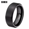 Somen Ring Men Classic 8mm Pure Black Tungsten Ring Brushed Finished Wedding Band Trendy Male Jewelry Engagement Love Ring Bague J209Q
