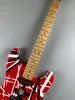 Electric Guitar Relic Pizza Floyd Rose Vibrato Bridge, Red Frank 5150, White and Black Light, Edward Eddie van Halen