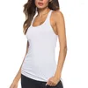 Aktiva skjortor Sexig yoga väst ärmlös fast färg Snabbtorkning Running Women Gym Sport Kvinna Fitness Tank Crop Tops