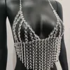 Kobiety damskie Y2K Tassel Crystal Chain Tank Tank dla kobiet Sexy V Neck Backless Summer Beach Camisole Shiny Party Club Festival Top