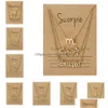 Pendentif Colliers 3pcs / Set Carton Étoile Signe du Zodiaque 12 Constellation Charme Collier En Or Bélier Cancer Lion Scorpion Bijoux Cadeaux Dr Ota8S