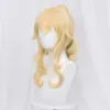 Catsuit Costumes Yandere simulateur Musume Ronshaku 45 cm longue perruque blonde avec pince queue de cheval cheveux résistants à la chaleur Cosplay perruques