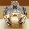 Novo anel elegante com diamantes reais incrustados com anel de casamento de prata esterlina 100% S925 para mulheres e homens anniversar297N