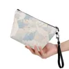 Cosmetic Bags Vintage Flower Mini Faux Leather Women Bag Portable Removable Handle Zipper Case Lady For Travel