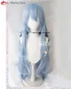 Catsuit Costumes EVA Ayanami Rei Cosplay Long Light Blue Curly Wavy Heat Resistant Hair Hollaween Christmas Party Wig + Free Wig Cap