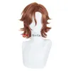 Catsuit Costumes Game ES Ensemble Stars Mikejima Madara Brown Red Cosplay Ponytail Clip Heat Resistant Hair Halloween Anime Wigs + Wig Cap