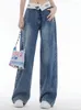 Jeans femininos retro azul streetwear denim calças mulheres francês vintage perna larga causal feminino coreano desinger reto cowboy 2023