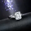 Colorfish Luxury Asscher klippte tre stenförlovningsring 3 karat lysande syntetiska NSCD -kvinnor 925 Sterling Silver Wedding Ring J184V