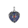 Pendant Necklaces Heart Shape Double Dragon Design Amethyst Lapis Tiger Eye Rose Quartz Crystal Stone For Necklace