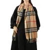 Scarves Luxury 100 Wool Women's Winter Scarf Men British Style Tartan Plaid Cashmere With Tassel Female Warm Neck Shawl 231026