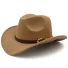 Breda breim hattar hink ull kaffebälte mens och kvinnor varm västra cowboyhatt på höstvinter 231027