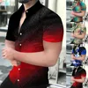 Camicie casual da uomo Camicia da uomo abbottonata manica corta con stampa digitale 3D Camicia da fitness hawaiana a T oversize