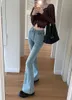 Jeans pour femmes Skinny Pale Ble Flare Lady Summer Taille haute Slim pleine longueur Boot Cut