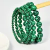 Strand Natuurlijke Groene Malachiet Steen Armband 4/6/8/10mm Handgemaakte Ronde Kralen Armbanden Paar energie Yoga Mannen Vrouwen Sieraden