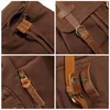 Backpack Vintage Unisex Casual Leather Canvas Rucksack Bookbag Satchel Hiking Travel Outdoor Shouder Bag For Men Women