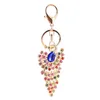 Newest Fashion Keychain 3pcs Colorful Rhinestone Crystal Paved Animal Beauty Peacock Key Chain Hanging Women Car Key Rings301h