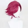 Catsuit Costumes Game LOL Arcane Vi Cosplay Wig VI 30cm Deep Rose Short Heat Resistant Synthetic Hair Woman and Man Role Play Wigs