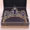 KMVEXO 2019 New Baroque Purple Crystal Tiara Crown Hair Associory Brides Tiaras Wedding Headpiece Princess Queen Diadem H2916