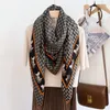 Scarves High-end Elegant Women Exquisite Vintage Carriage Check Print Quality Silk Wool Hand-rolled Edge Warm Large Square Scarf Shawl