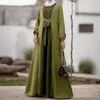 Casual Dresses Women'S Muslim Long Sleeve Dress Vintage Pullover Abaya Prayer Clothes Formal Occasion Vestidos Para Mujer 2023