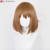 Disfraces de catsuit K-ON Cosplay 33cm marrón Hirasawa Yui pelucas de Anime horquillas fiesta de pelo resistente al calor + gorro de peluca