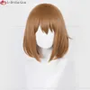 キャットスーツコスチュームK-onコスプレ33cm茶色の平田ゆいアニメウィッグヘアピン耐火ヘアパーティー +ウィッグキャップ