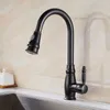 Kitchen Faucets High Quality Oil Rubbed Bronze Black Color Cold Water Deck Mounted Single Handle Pull Down Faucet