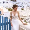 Classic V Neck Lace Applique Bridal Gown Custom Made Trumpet See Through Body Long Sheath Wedding Dresses