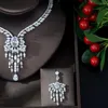 Ensemble de boucles d'oreilles et collier en zircone cubique pour femmes, accessoires de luxe pour robe de mariée, coupe Marquise, vente en gros, N-393